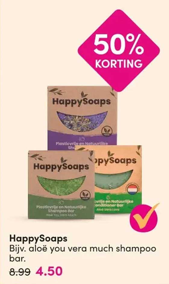HappySoaps Bijv. aloë you vera much shampoo bar. 50% KORTING