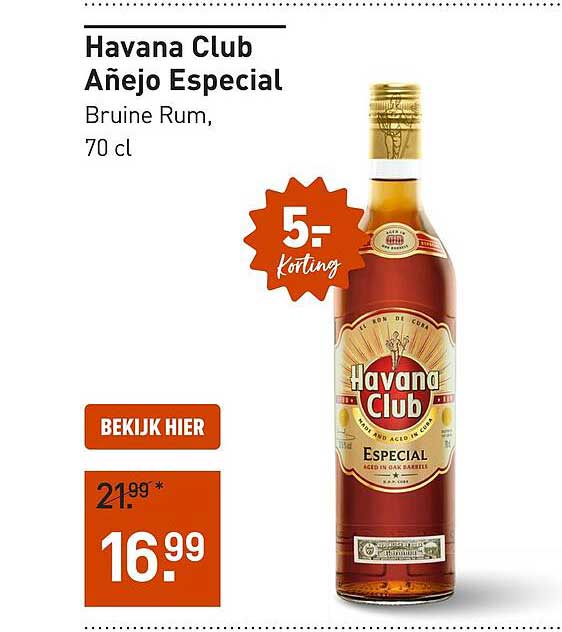 Havana Club Añejo Especial Bruine Rum, 70 cl