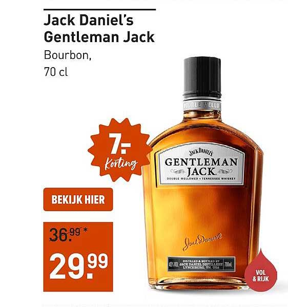 Jack Daniel's Gentleman Jack Bourbon, 70 cl 7,- Korting