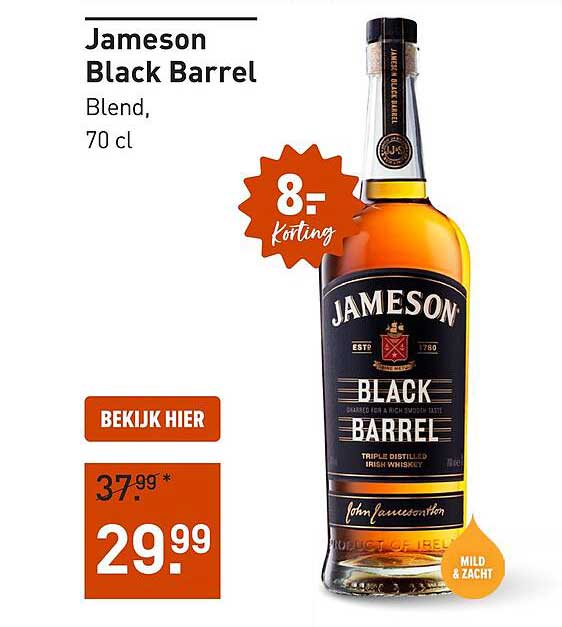Jameson Black Barrel Blend, 70 cl 8:- Korting