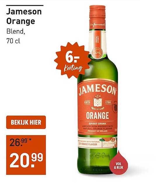 Jameson Orange Blend, 70 cl 6= korting