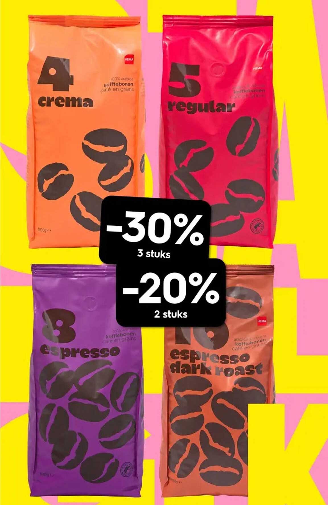 koffiebonen -30% 3 stuks