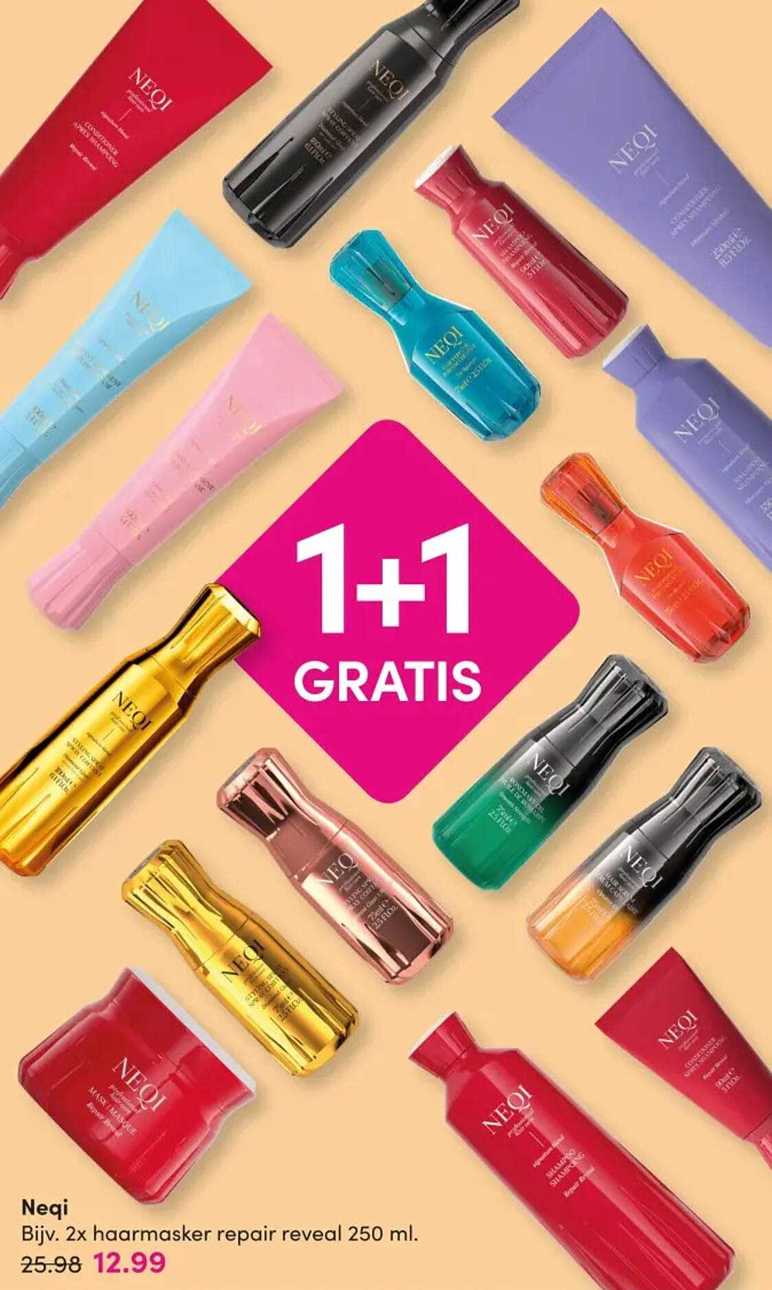 Neqi Bijv. 2x haarmasker repair reveal 250 ml. 1+1 GRATIS