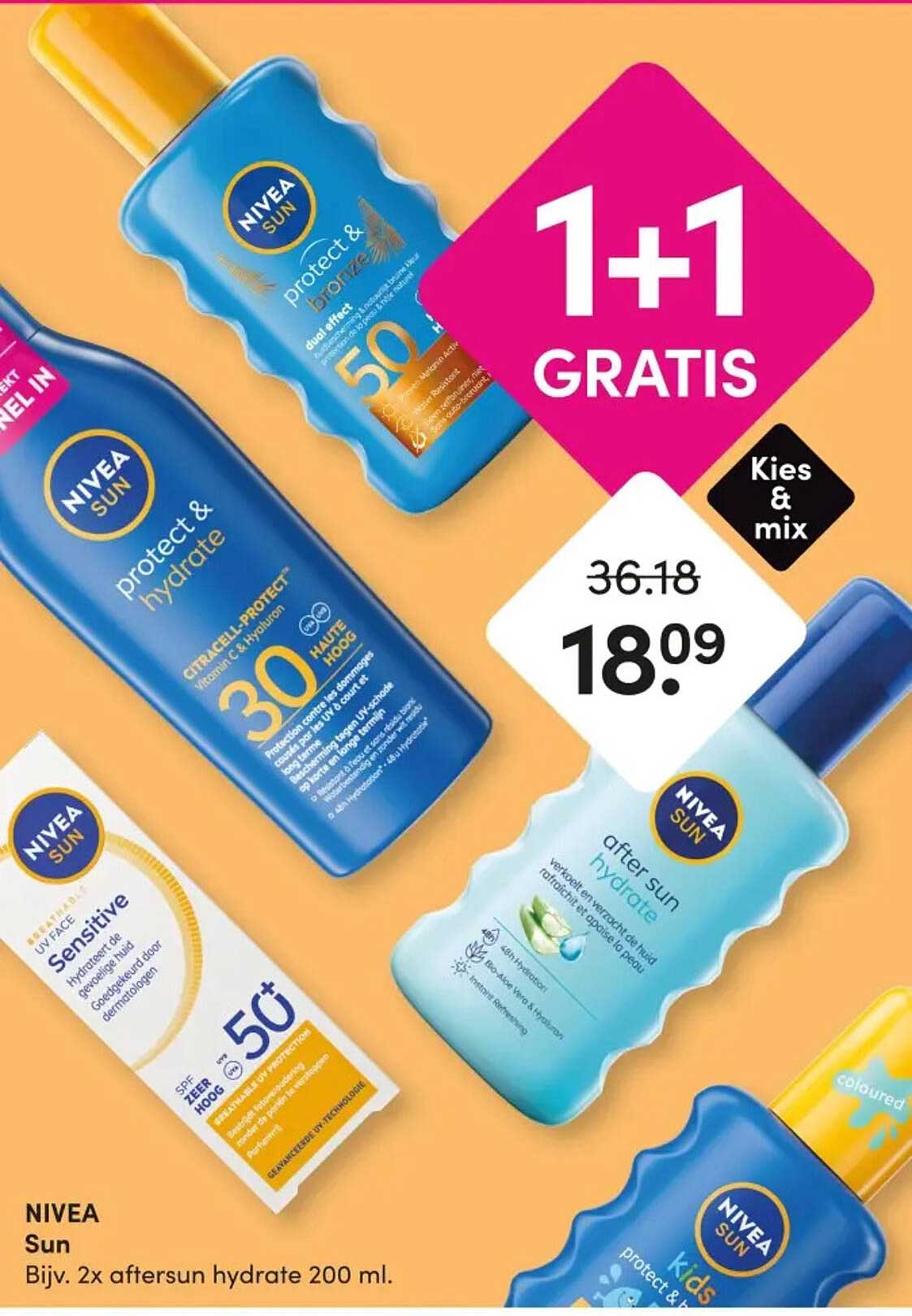 NIVEA Sun Bijv. 2x aftersun hydrate 200 ml. 1+1 GRATIS