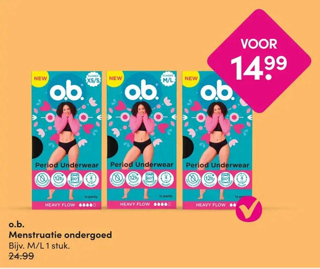 o.b. Menstruatie ondergoed Bijv. M/L 1 stuk.