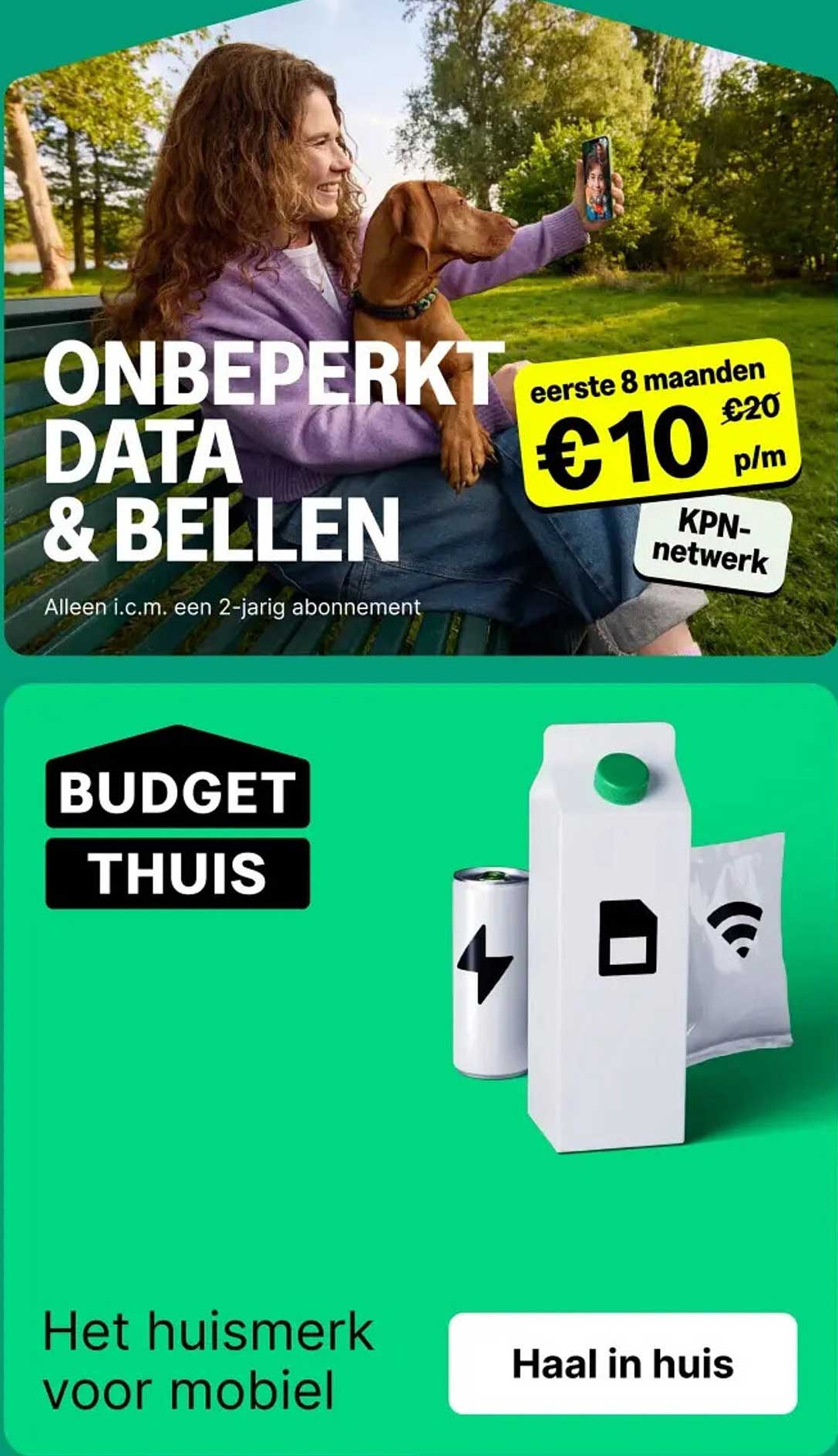 ONBEPERKT DATA & BELLEN eerste 8 maanden €10 p/m