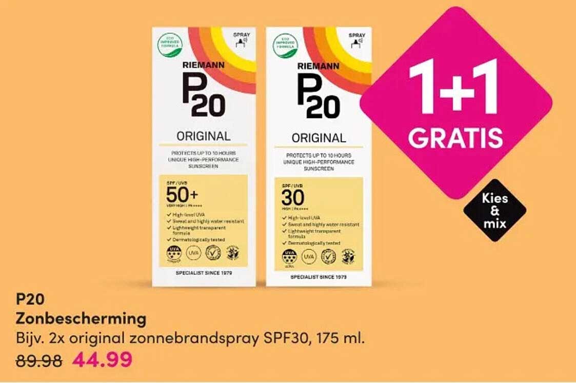 P20 Zonbescherming 1+1 gratis