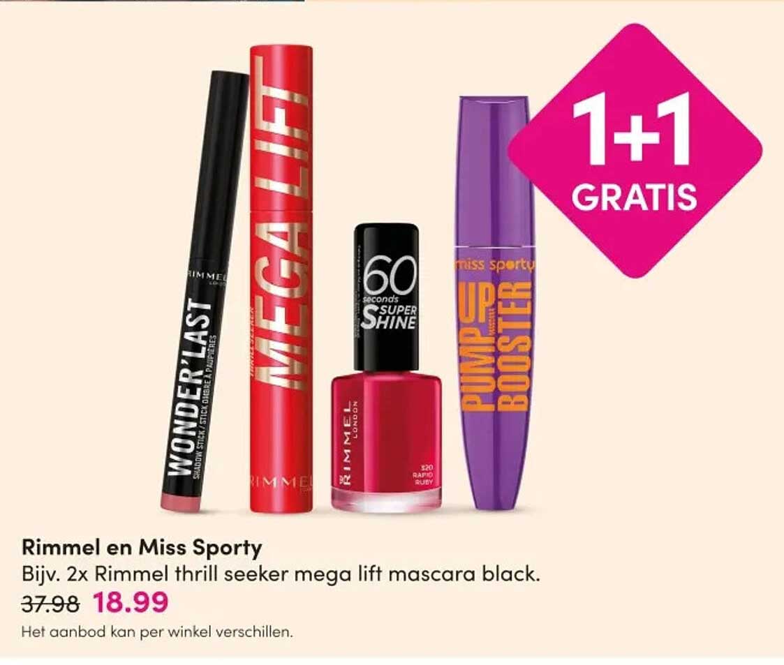 Rimmel en Miss Sporty 1+1 gratis