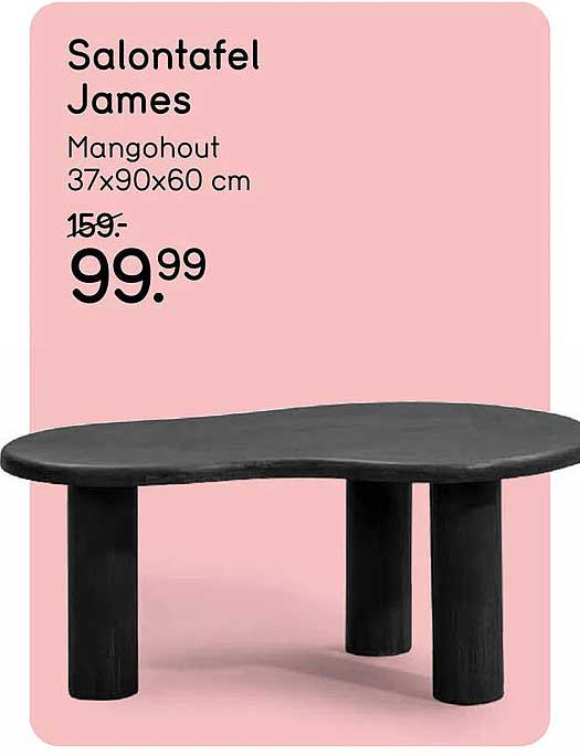 Salontafel James Mangohout 37x90x60 cm