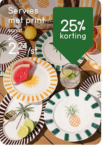 Servies met print 25% korting