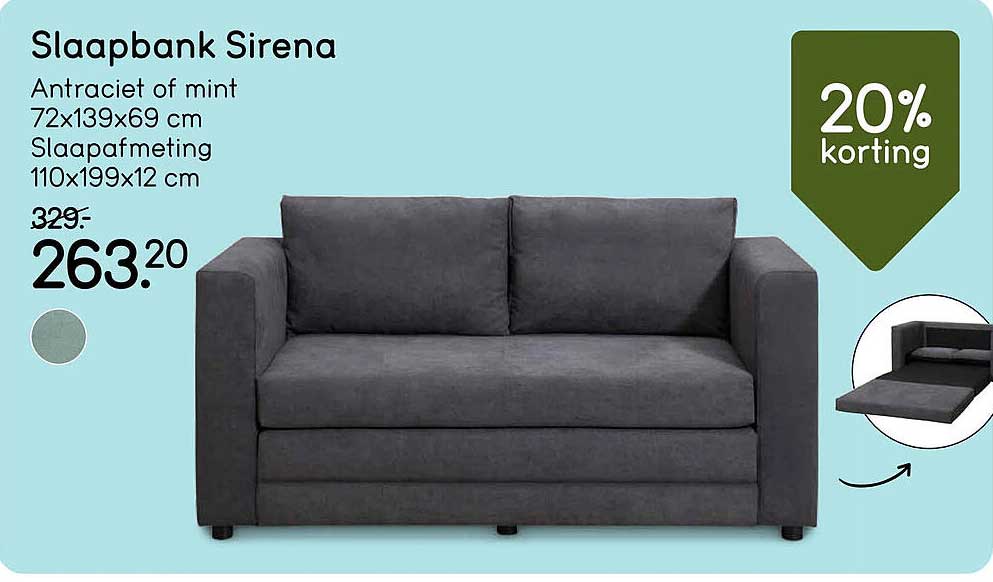 Slaapbank Sirena 20% korting