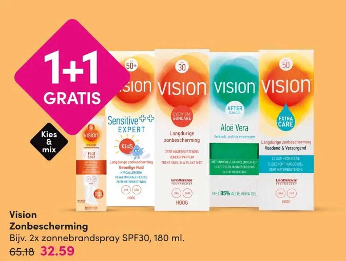 Vision Zonnebescherming 1+1 gratis