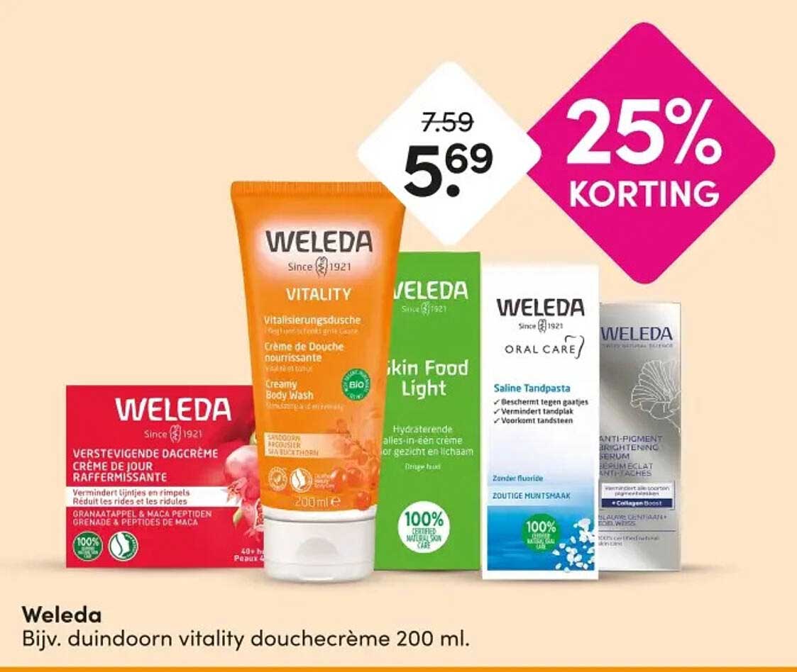 Weleda Bijv. duindoorn vitality douchecrème 200 ml. 25% KORTING