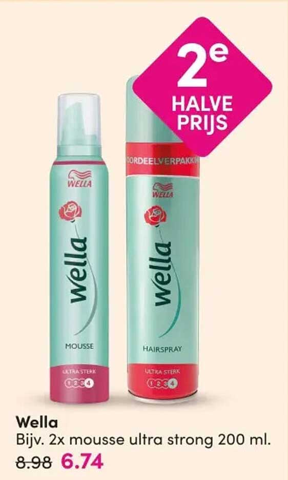 Wella Bijv. 2x mousse ultra strong 200 ml 2e halve prijs