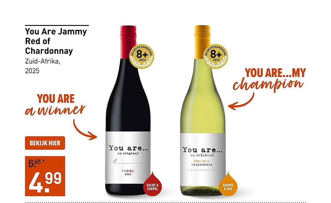 You Are Jammy Red of Chardonnay Zuid-Afrika, 2025