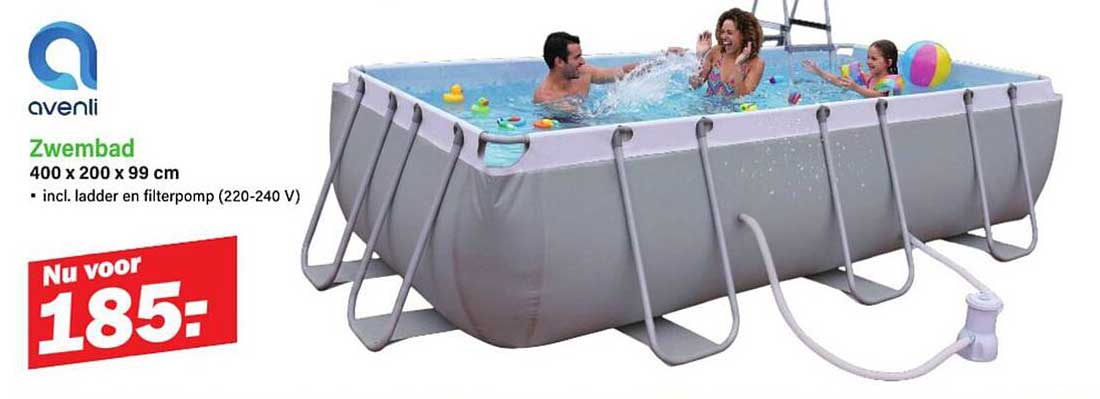 Zwembad 400 x 200 x 99 cm incl. ladder en filterpomp (220-240 V)