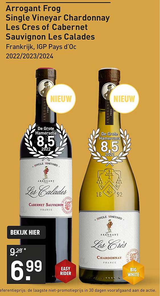 Arrogant Frog Single Vineyard Chardonnay Les Cres of Cabernet Sauvignon Les Calades