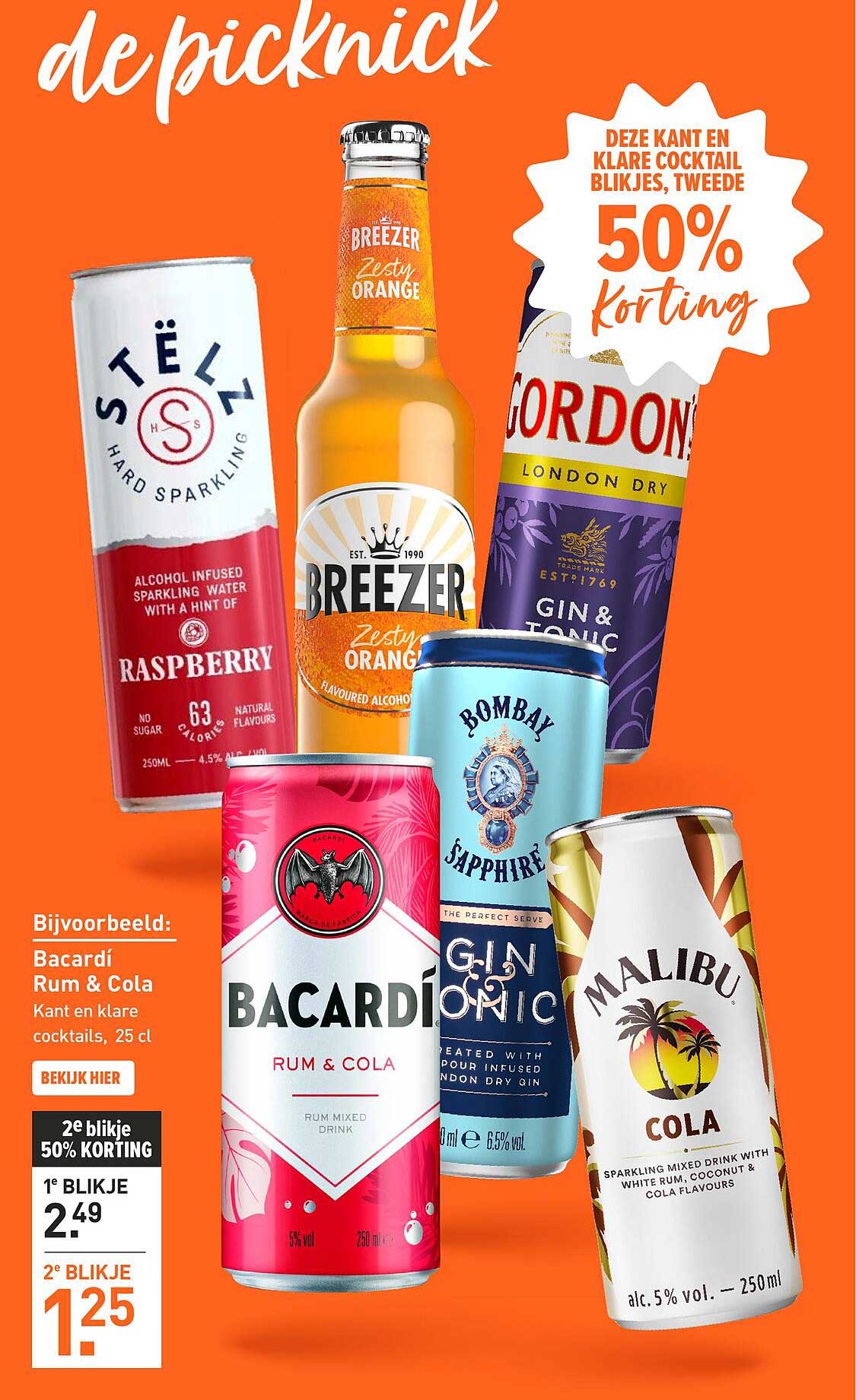 Bacardí Rum & Cola kant en klare cocktails, 25 cl
