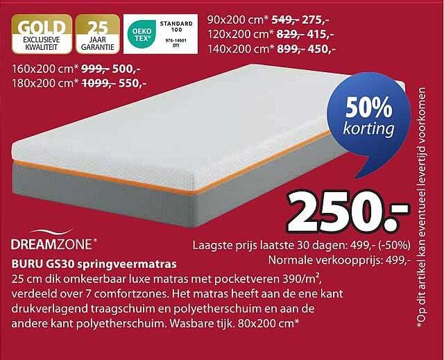 DREAMZONE® BURU GS30 springveermatras