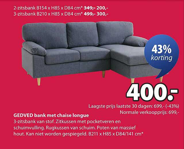GEDVED bank met chaise longue