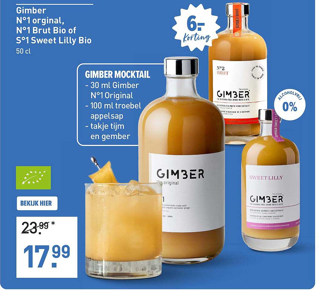 Gimber N°1 original, N°1 Brut Bio of S°1 Sweet Lilly Bio 50 cl