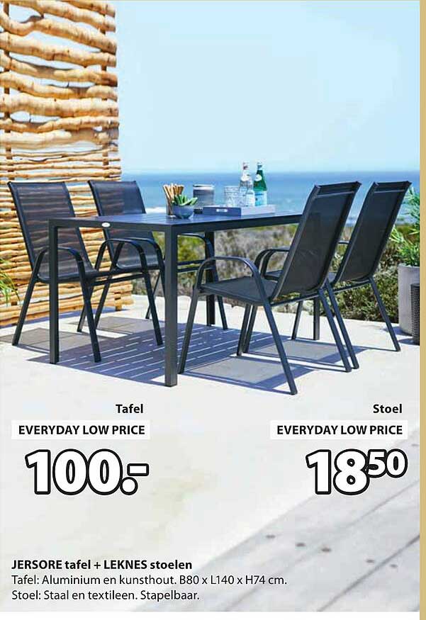 JERSORE tafel + LEKNES stoelen