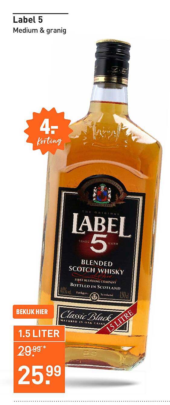 Label 5 Blended Scotch Whisky 1.5 Liter