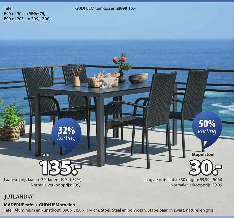 MADERUP tafel + GUDHJEM stoelen