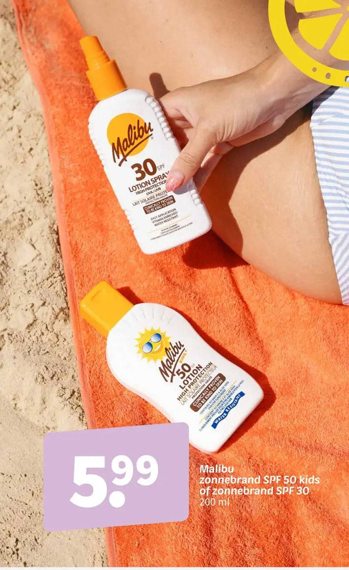 Malibu zonnebrand SPF 50 kids of zonnebrand SPF 30 200 ml