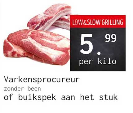 Varkensprocureur zonder been of buikspek aan het stuk