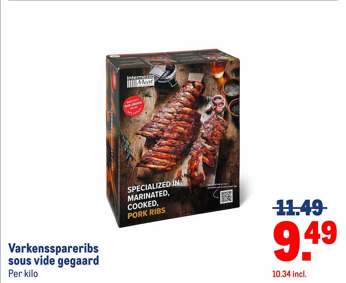 Varkensspareribs sous vide gegaard