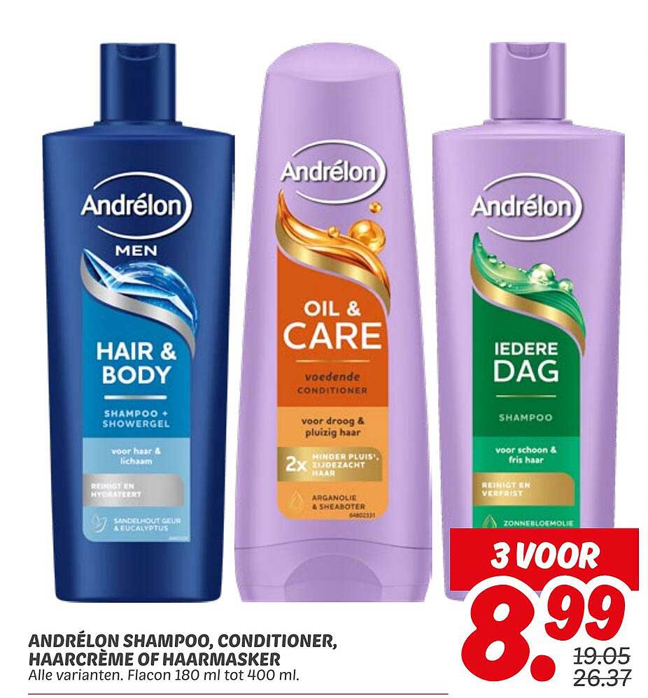 ANDRÉLON SHAMPOO, CONDITIONER, HAARCRÈME OF HAARMASKER