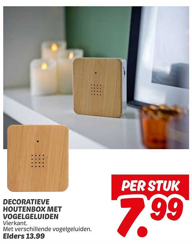 DECORATIEVE HOUTENBOX MET VOGELGELUIDEN