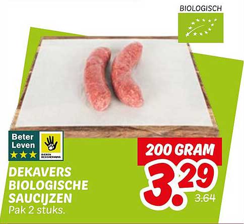 DEKAVERS BIOLOGISCHE SAUCIZEN 200 GRAM