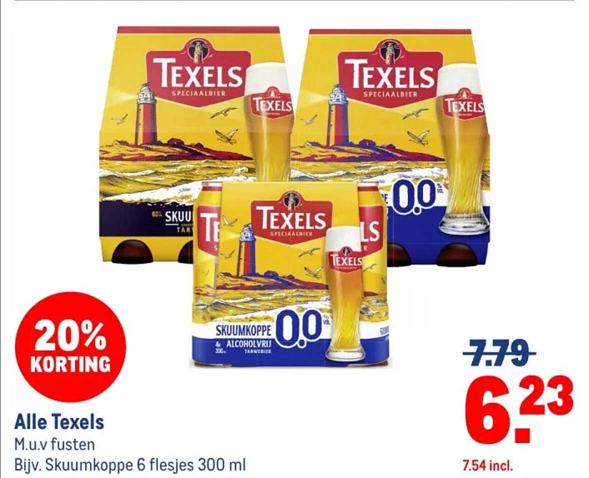 Alle Texels M.u.v fusten Bijv. Skuumkoppe 6 flesjes 300 ml
