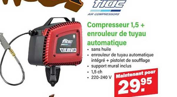 Compresseur 1,5 + enrouleur de tuyau automatique