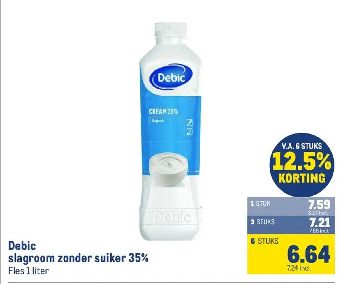 Debic slagroom zonder suiker 35%