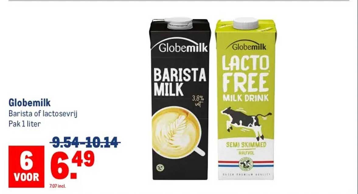 Globemilk Barista of lactosevrij Pak 1 liter