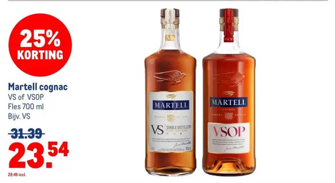 Martell cognac VS of VSOP Fles 700 ml