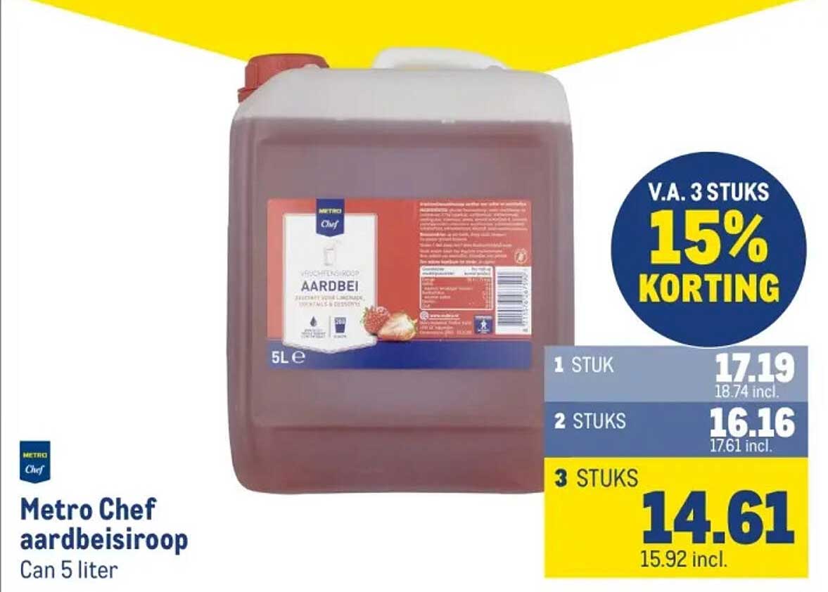 Metro Chef aardbeisiroop Can 5 liter