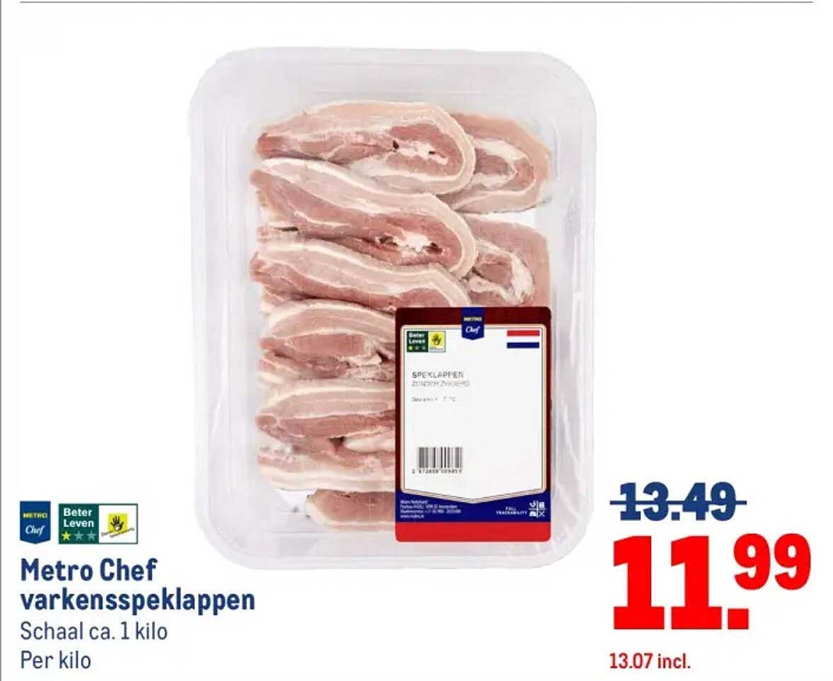 Metro Chef varkensspekklappen 1 kilo
