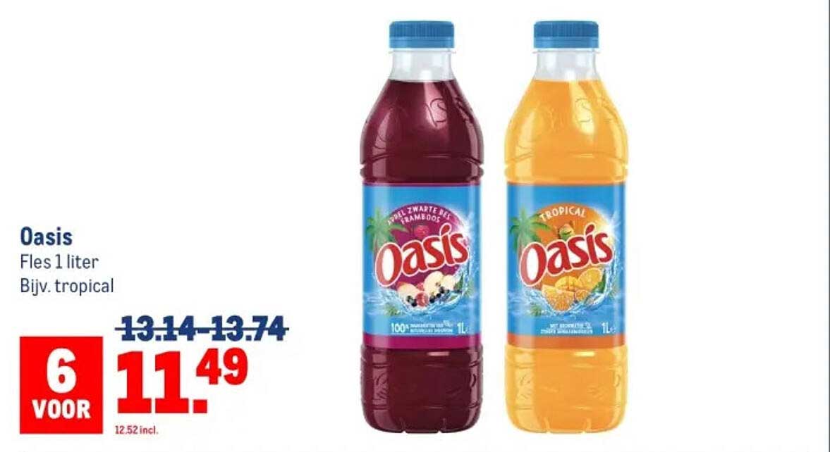 Oasis Fles 1 liter Bijv. tropical