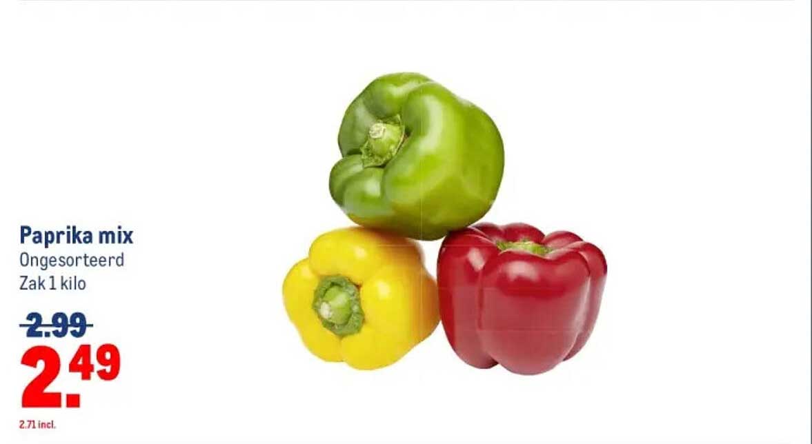 Paprika mix Ongesorteerd Zak 1 kilo