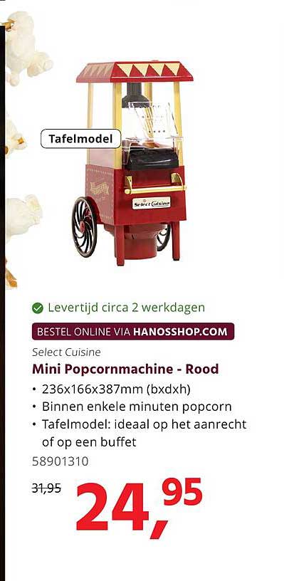 Mini Popcornmachine - Rood