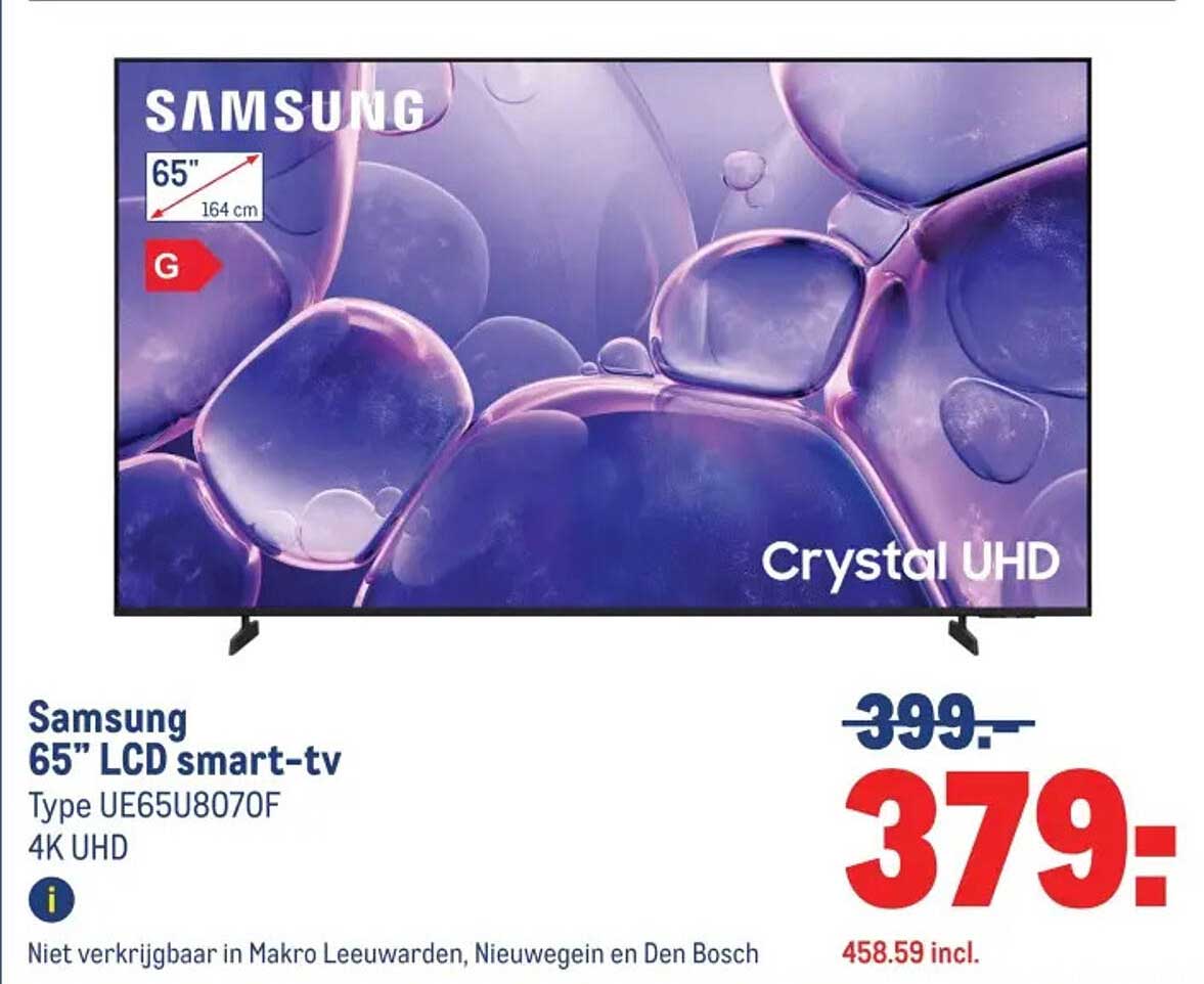 Samsung 65” LCD smart-tv Type UE65U8070F 4K UHD