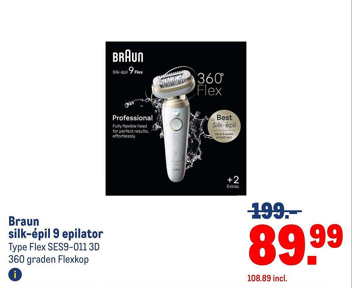 Braun silk-épil 9 epilator Type Flex SES9-011 3D 360 graden Flexkop