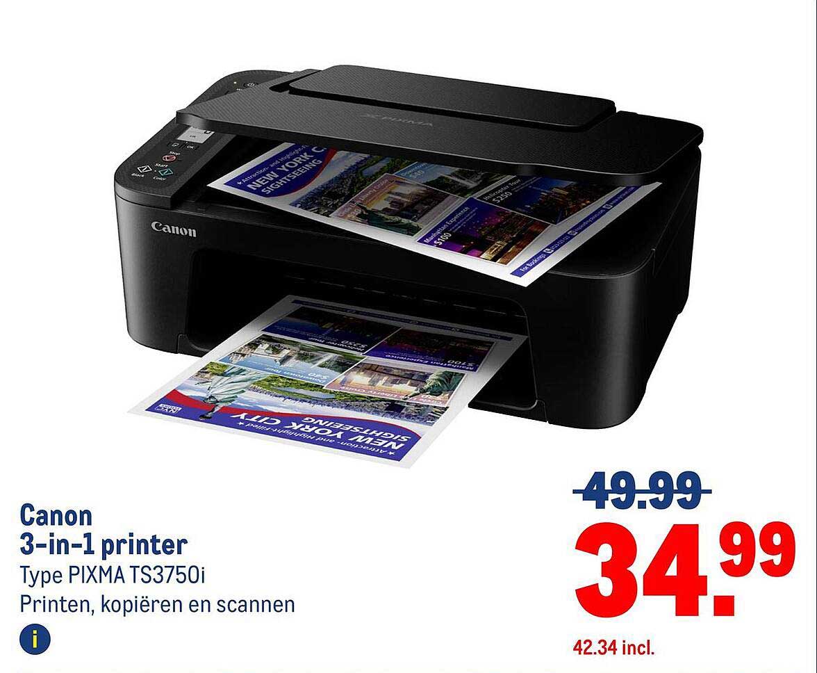 Canon 3-in-1 printer Type PIXMA TS3750i
