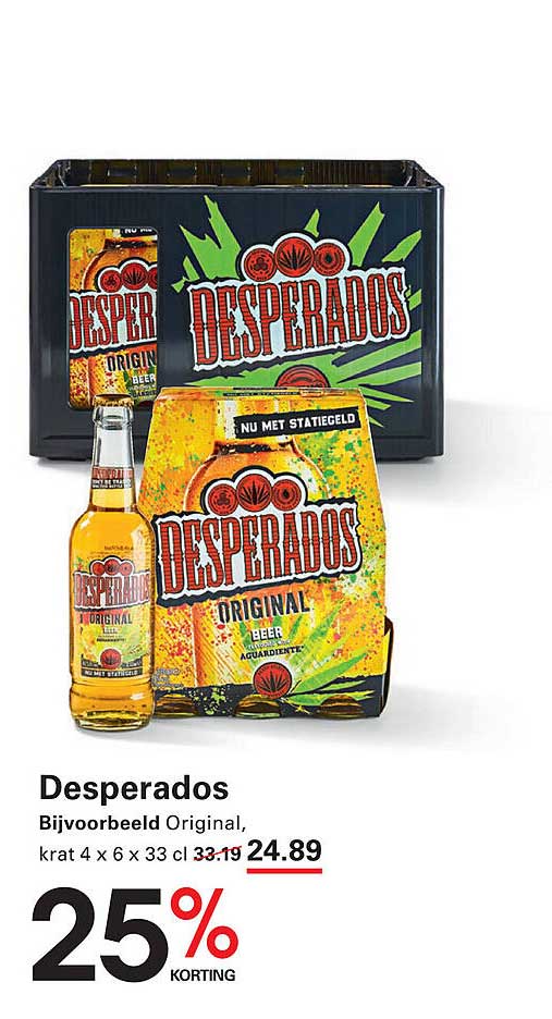Desperados Bijvoorbeeld Original, krat 4 x 6 x 33 cl