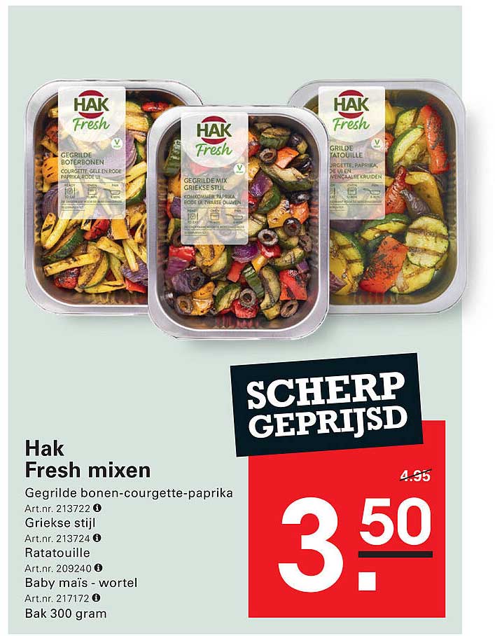 Hak Fresh mixen Gegrilde bonen-courgette-paprika