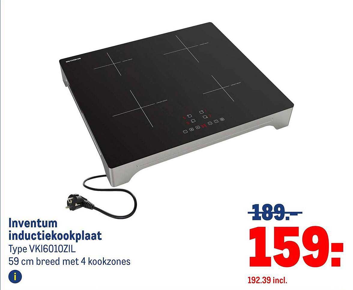 Inventum inductiekookplaat Type VKI6010ZIL 59 cm breed met 4 kookzones